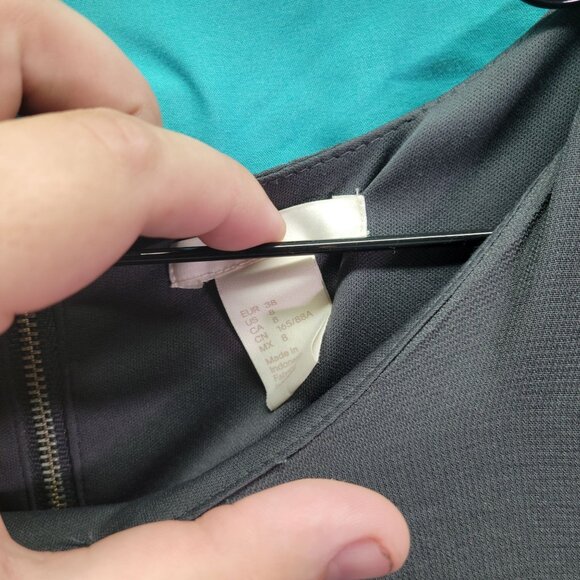 H&M Womens Gray Shift Dress Size 8 3/4 Sleeves Back Zipper Knee-Length - Picture 2 of 10